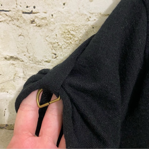 Lane Bryant Black Merino Wool Blend Buckle Cowl Neck Sweater - Picture 3 of 6